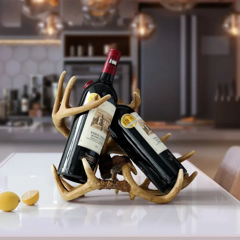 DecorBites™ Buckhorn Wine Holder - Decorative Resin Antlers Bottle Rack