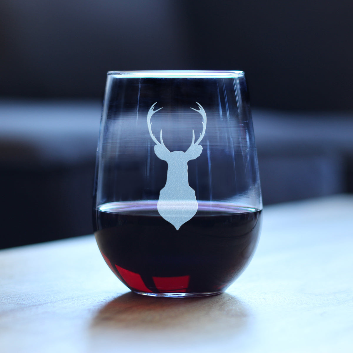 Deer Head - 17 Ounce Stemless Wine Glass