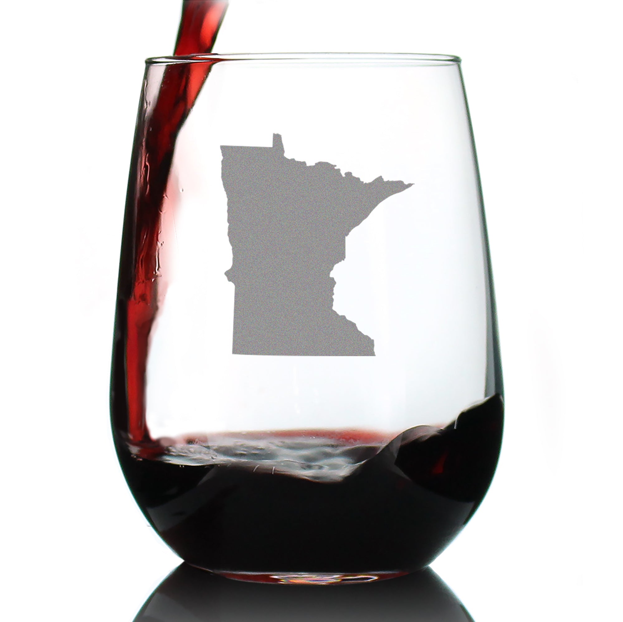 Minnesota State Outline Stemless Wine Glass - State Themed Drinking Decor and Gifts for Minnesotan Women & Men - Large 17 Oz Glasses