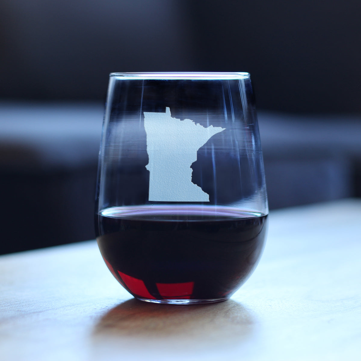 Minnesota State Outline Stemless Wine Glass - State Themed Drinking Decor and Gifts for Minnesotan Women & Men - Large 17 Oz Glasses
