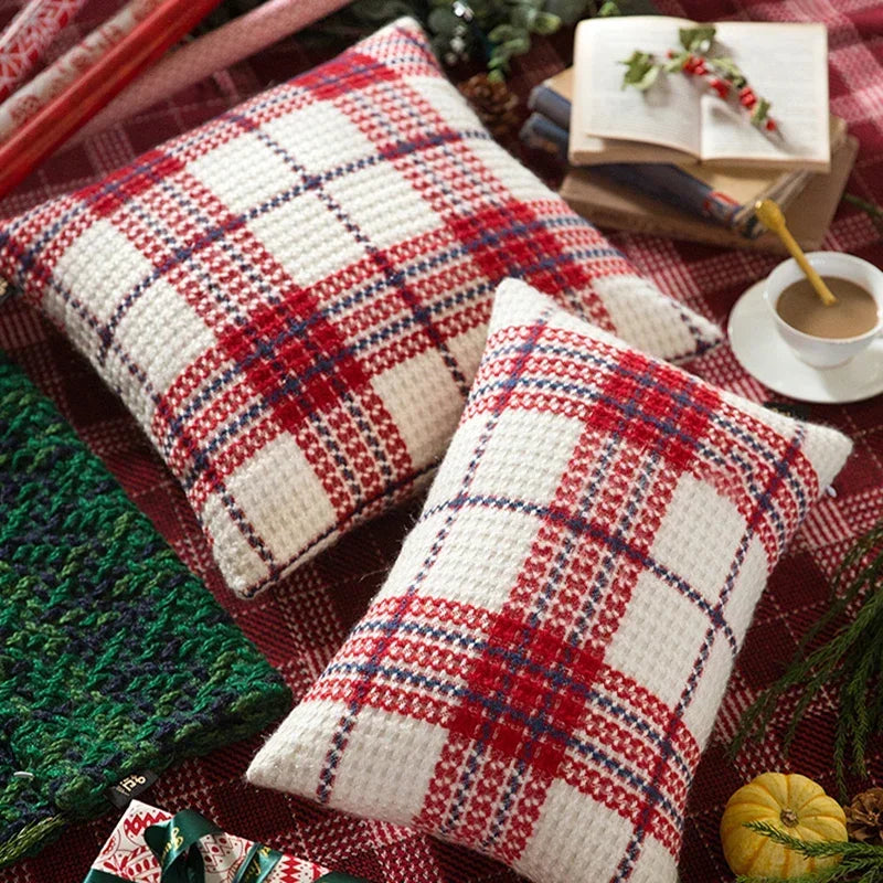 DecorBites™ Christmas Plaid Weave Cushion Cover - Festive Decorative Throw Pillow Cover