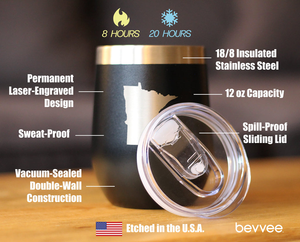 Minnesota State Outline - Wine Tumbler