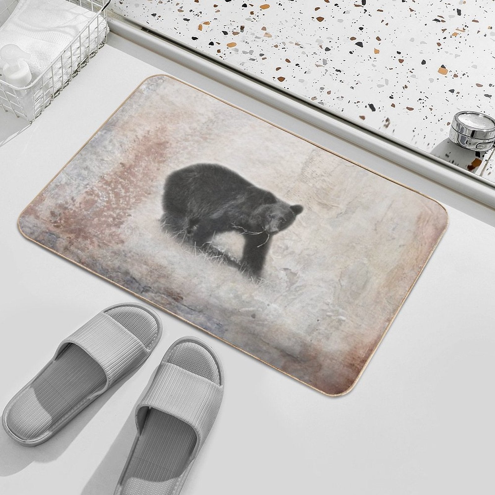 Black Bear, Cabin Decor Bath Mat