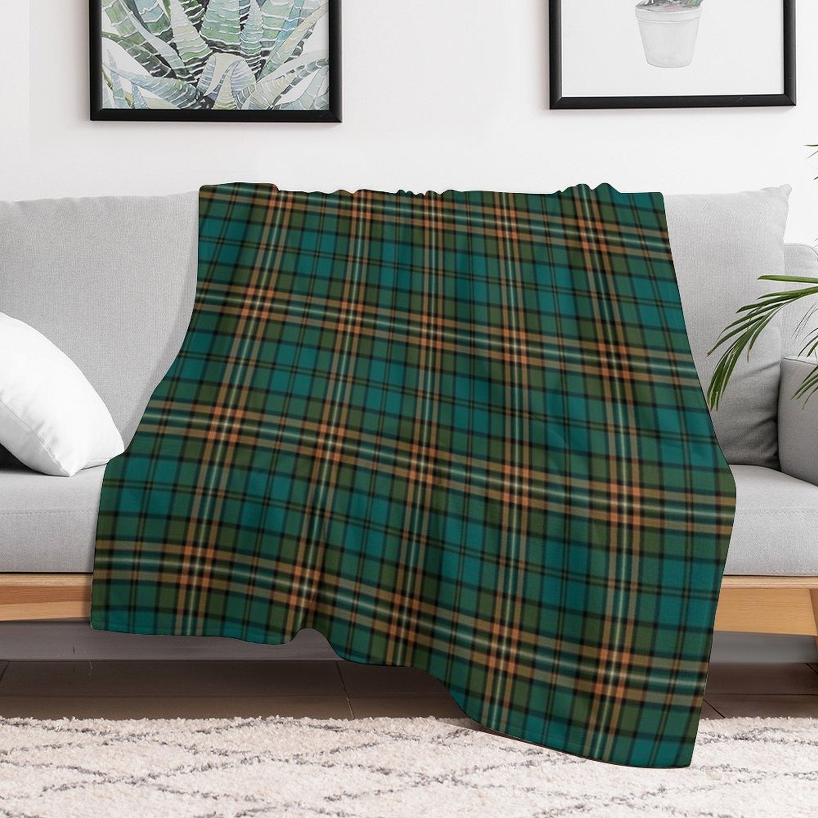FITZSIMMONS (Fitzsimons) Tartan  Historic Irish Family Name Plaid Design Throw Blanket