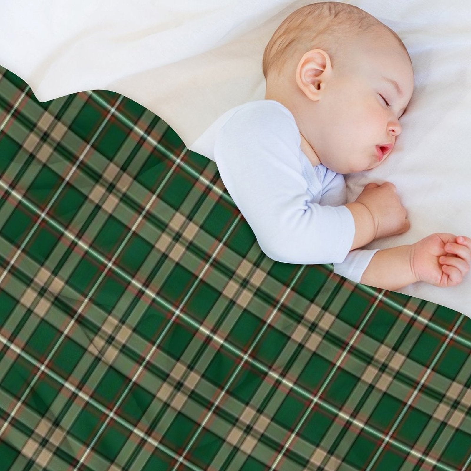 O'Neill Tartan Tan And Green Irish Plaid Easy Care Throw Blanket