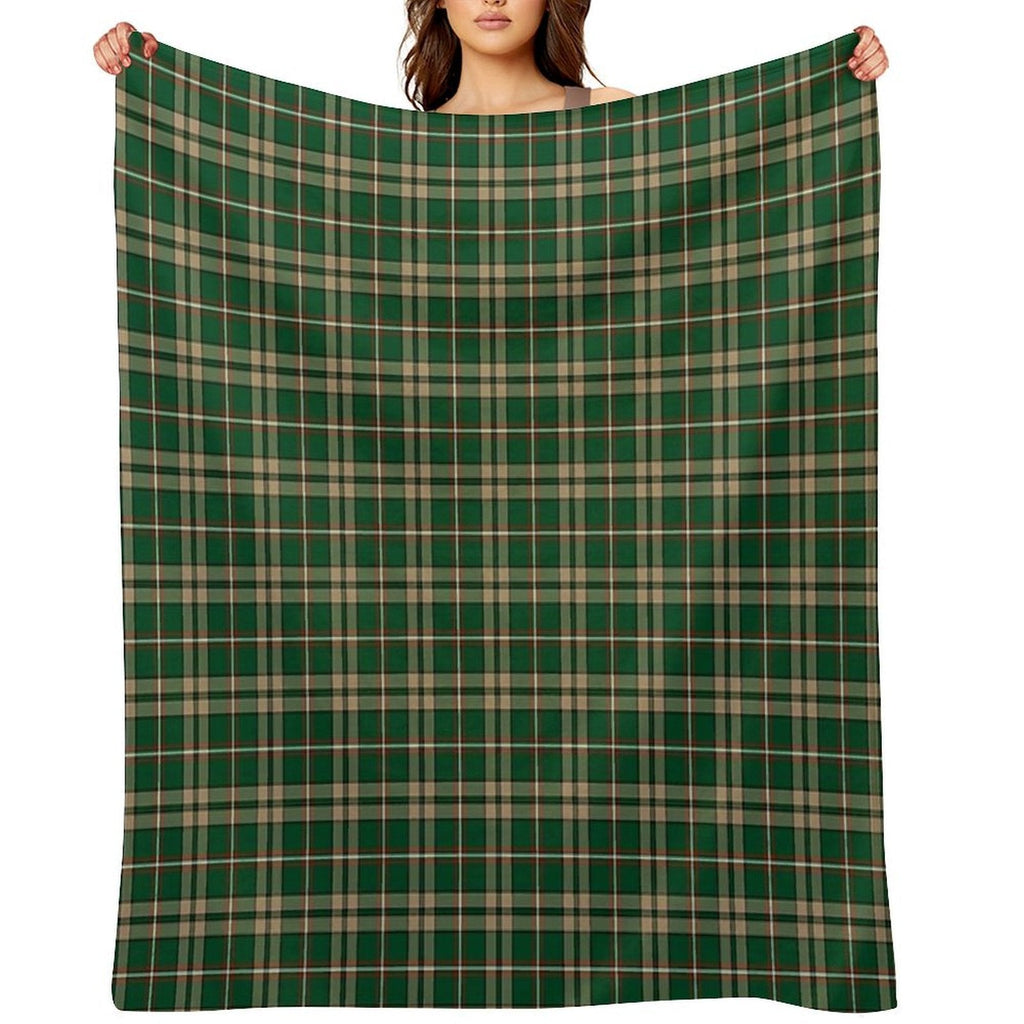 O'Neill Tartan Tan And Green Irish Plaid Easy Care Throw Blanket