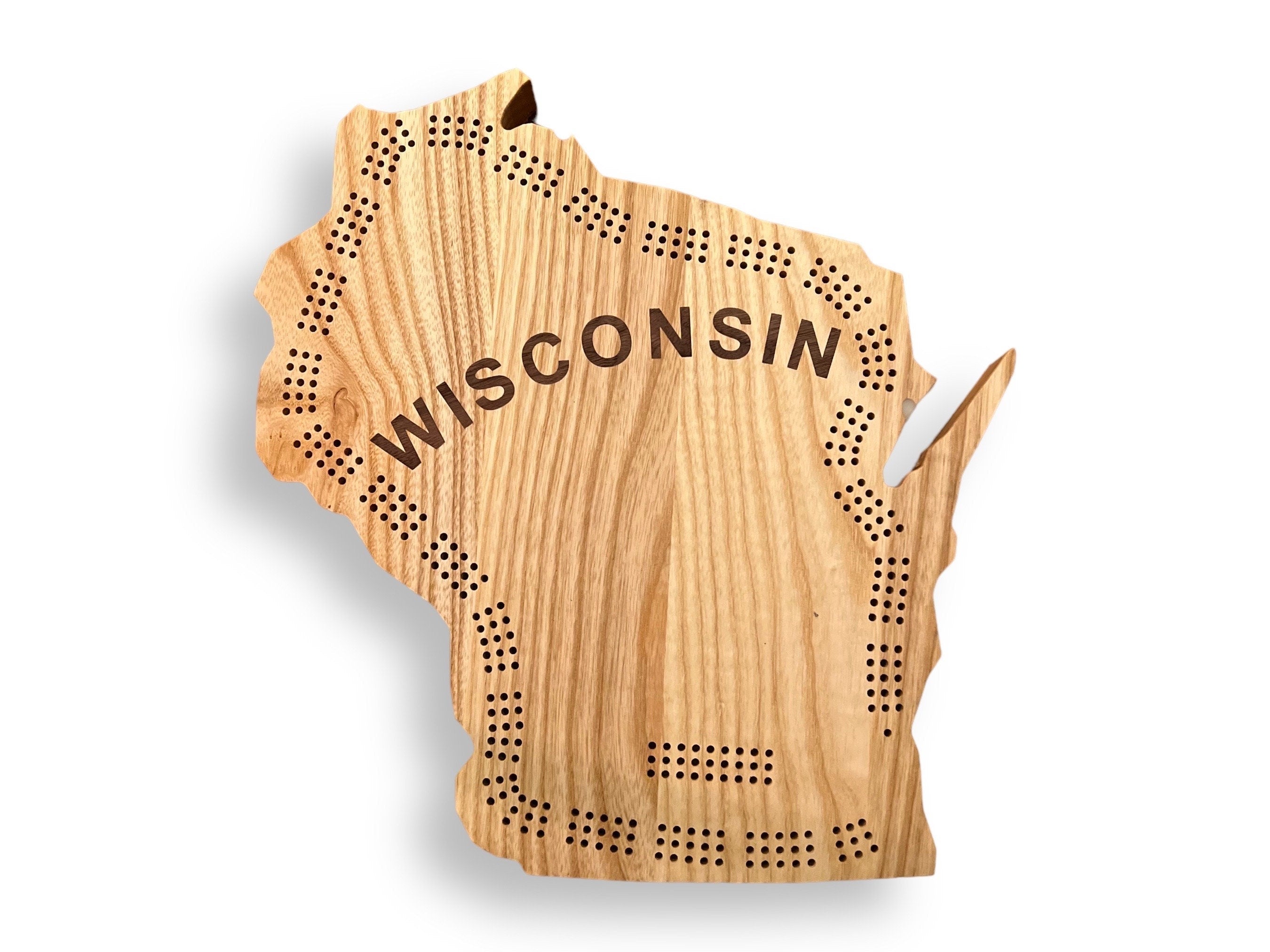 Wisconsin State Hardwood Cribbage Board | Walnut Wisconsin Inlay | Cards + Pegs Included | SHIPS 2-3 DAYS